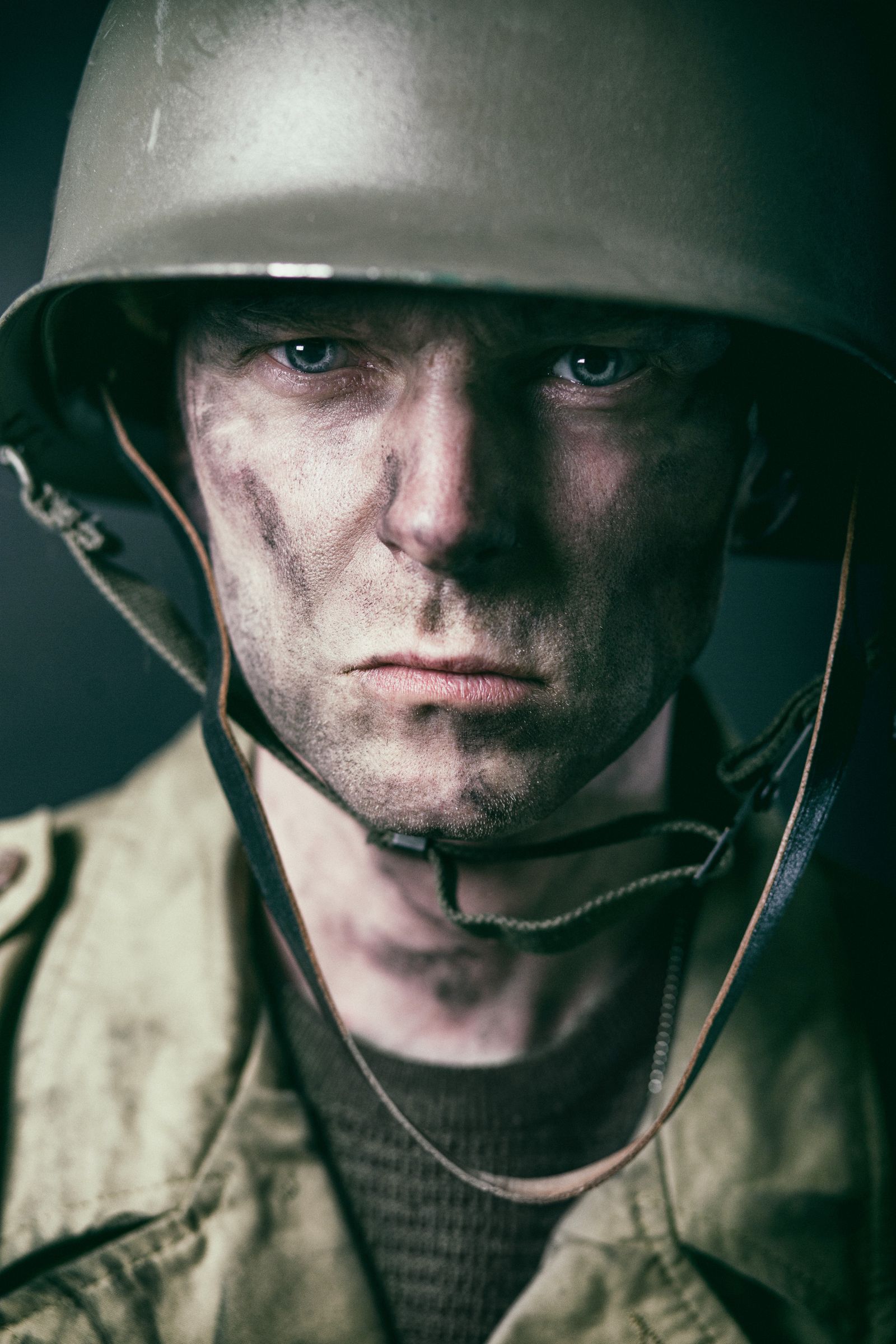 Portrait of a soldier in a helmet