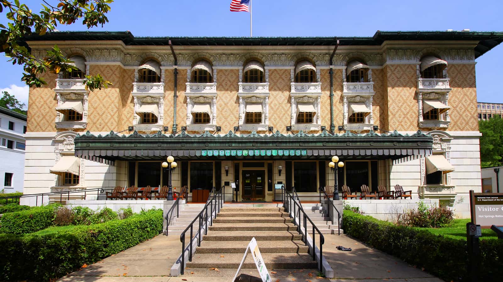 Historic Fordyce Bathhouse on Bathhouse Row in Hot Springs National Park, Arkansas